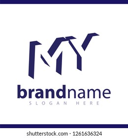 MY initial letter with negative space logo icon vector template