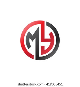 MY initial letters looping linked circle logo red black
