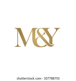 M&Y Initial logo. Ampersand monogram golden logo