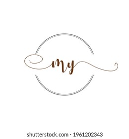 Ilustración de la carta de la plantilla de escritura a mano con el logotipo inicial