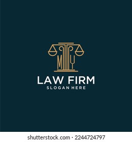 MY initial monogram logo for lawfirm with scale vector design