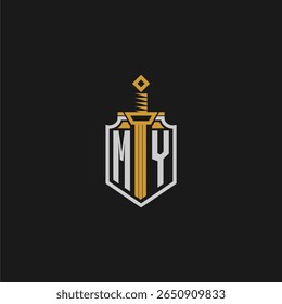Meu monograma inicial para imagem de estilo escudo e espada