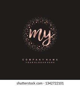 MY initial signature logo. handwriting logo template vector,