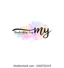 MY initial signature logo. handwriting logo template vector,
