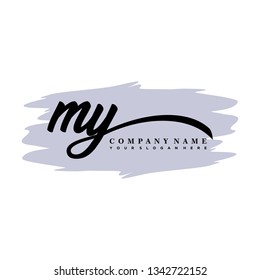 MY initial signature logo. handwriting logo template vector,