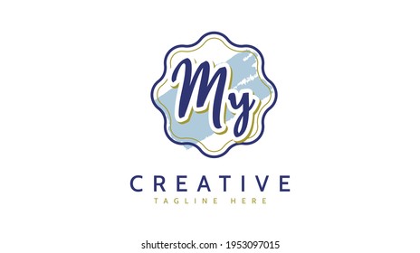 MY Initials, handwriting logo vector