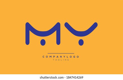 MY initials monogram letter text alphabet logo design