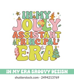 In my jolly assistant principal Christmas era groovy retro, Merry Christmas retro designs