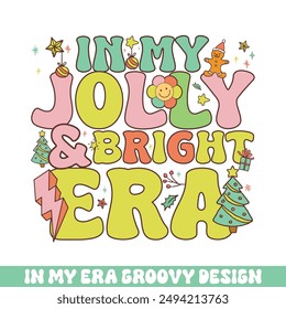 In my jolly  bright Christmas era groovy retro, Merry Christmas retro designs