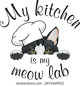 My kitchen is my meow lab. Vector