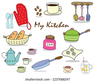 My kitchen vector set, when I am in the kitchen, I am very happy to have all these things.