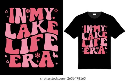 In my lake life era retro summer tshirt design