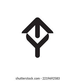 MY letter with Home Roof logo design vector