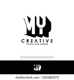 MY Letter Initial Logo Design in shadow shape design concept.