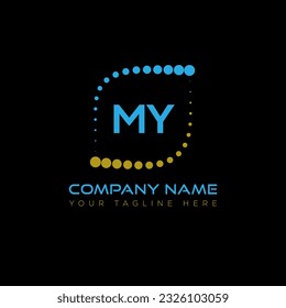 MY letter logo design on black background. MY creative initials letter logo concept. MY unique design.
