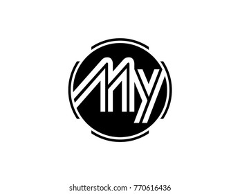 MY letter logo round black