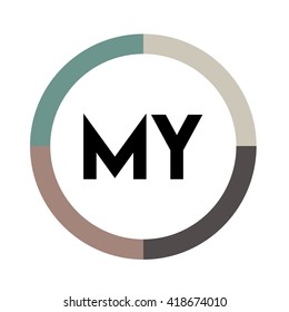 MY letters, four colors in abstract background logo, design identity in circle, alphabet letter