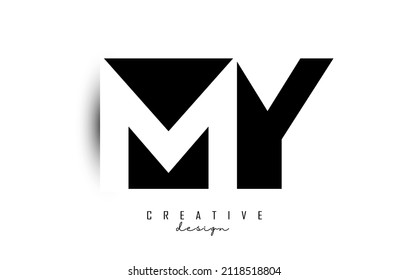 MY letters Logo with negative space design. Letter with geometric typography. Creative Vector Illustration with letters.
