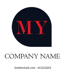 MY Letters red , Abstract black background logo, Design identity in shape, Alphabet letter