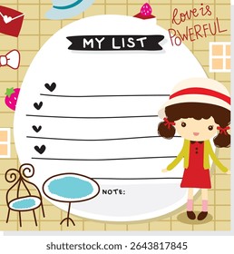 my list cute girl memo 