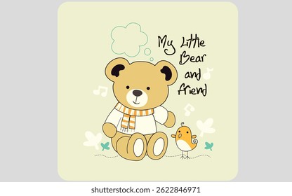 My little bear and friend vector graphics