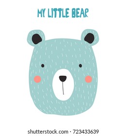 My little bear. Kids graphic. Vector hand drawn illustration.