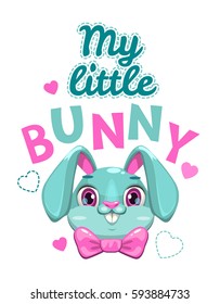 My little bunny vector illustration. Cute girlish t shirt print template.