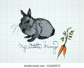 My little bunny / Vector sketch of cute rabbit