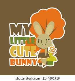 My little cute bunny vector cartoon illustration for kid t-shirt background design, postcard, and wallpaper