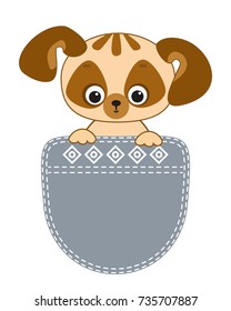 My little cute cartoon  dog. T-shirt design. Vector illustration.