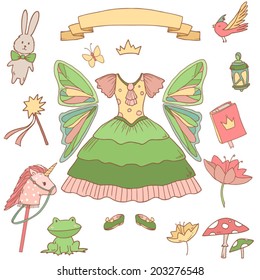 My little fairy princess set. Cute vector clip art 