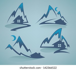 my little home in night time, vector collection of property symbols