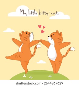 My little kitty-cat, my favorite kitty, ginger cat, little kitten, in love, cute cats, print, print for fabric, cover, print for clothes, children, babies, spring, march, summer, warm, first love