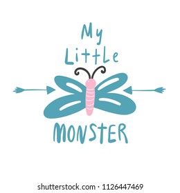 My little monster. Scandinavian style. Prints for clothes and postcards, for children.