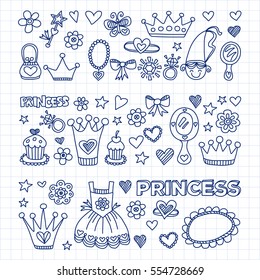 My little princess Hand drawn doodle elements