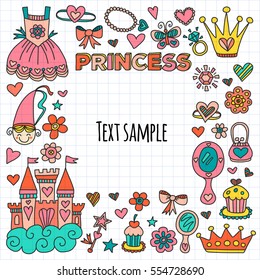 My little princess Hand drawn doodle elements