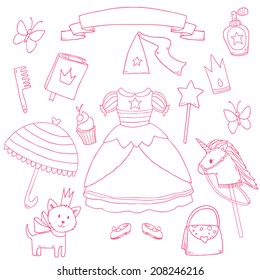 My little princess set. Cute vector clip art