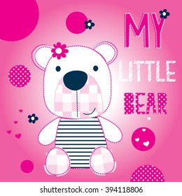 my little teddy bear girl vector illustration