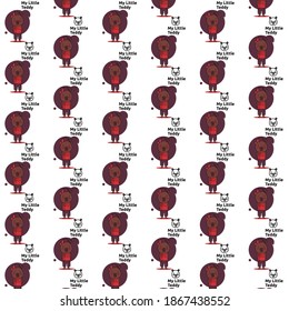 My little teddy pattern template design on white background