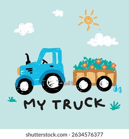 my little truck doodle vector