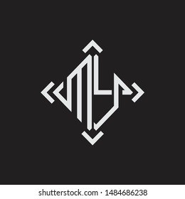 MY Logo Abstract letter Monogram with Arrow in every side isolated on black background