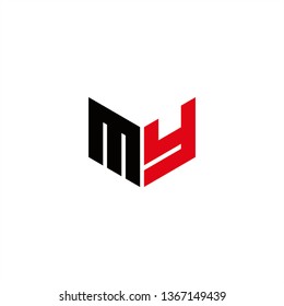 MY Logo Letter Initial With Red and Black Colors