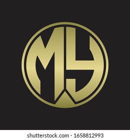 MY Logo monogram circle with piece ribbon style on gold colors