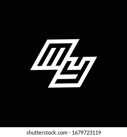 MY logo monogram with up to down style negative space design template isolated on black background