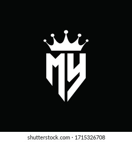 MY logo monogram emblem style with crown shape design template