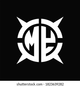 MEIN Logo-Monogramm mit vier Stück Kreissendesign-Vorlage auf schwarzem Hintergrund