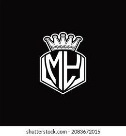 MY Logo monogram with luxury emblem shape and crown design template on black background