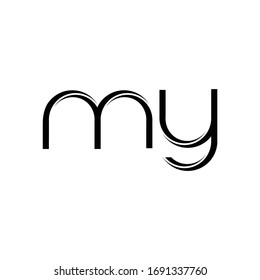 MY Logo monogram with slice rounded modern design template isolated on white background