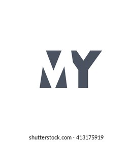 MY Logo. Vector Graphic Branding Letter Element. White Background