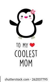 to my love coolest mom penguin greeting card
